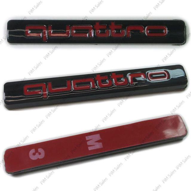I M Red Logo - Black Red AUDI Quattro Badge Logo Boot Wing Rear Glossy Emblem