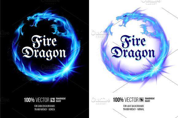 Flame and Blue Circle Logo - Fire Dragon 3 color flame ~ Illustrations ~ Creative Market