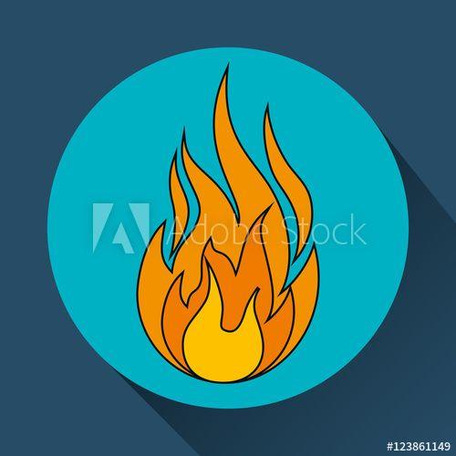 Flame and Blue Circle Logo - fire flame burning over blue circle and background. vector ...