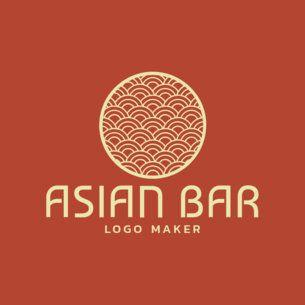 Red Asian Logo - Placeit - Online Logo Maker for an Asian Bar with Circle Graphic