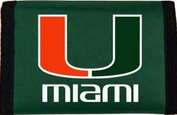 University of Miami Hurricanes Logo - Miami Hurricanes U Logo NCAA UM Canes Green Nylon Trifold Wallet