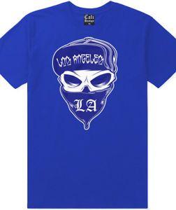 Blue Crip Logo - LA Los Angeles Bandit Skull T shirt East Los Crip OG Gangster Blue