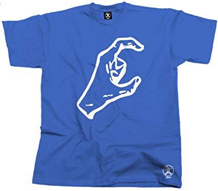 Blue Crip Logo - Crip Gang Sign Hand Tshirt Compton Top UAT GNG02: Amazon.co.uk: Clothing