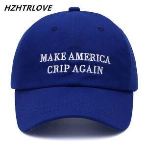 Blue Crip Logo - Hot Brand Letter MAKE AMERICA CRIP AGAIN Snapback Cap Cotton