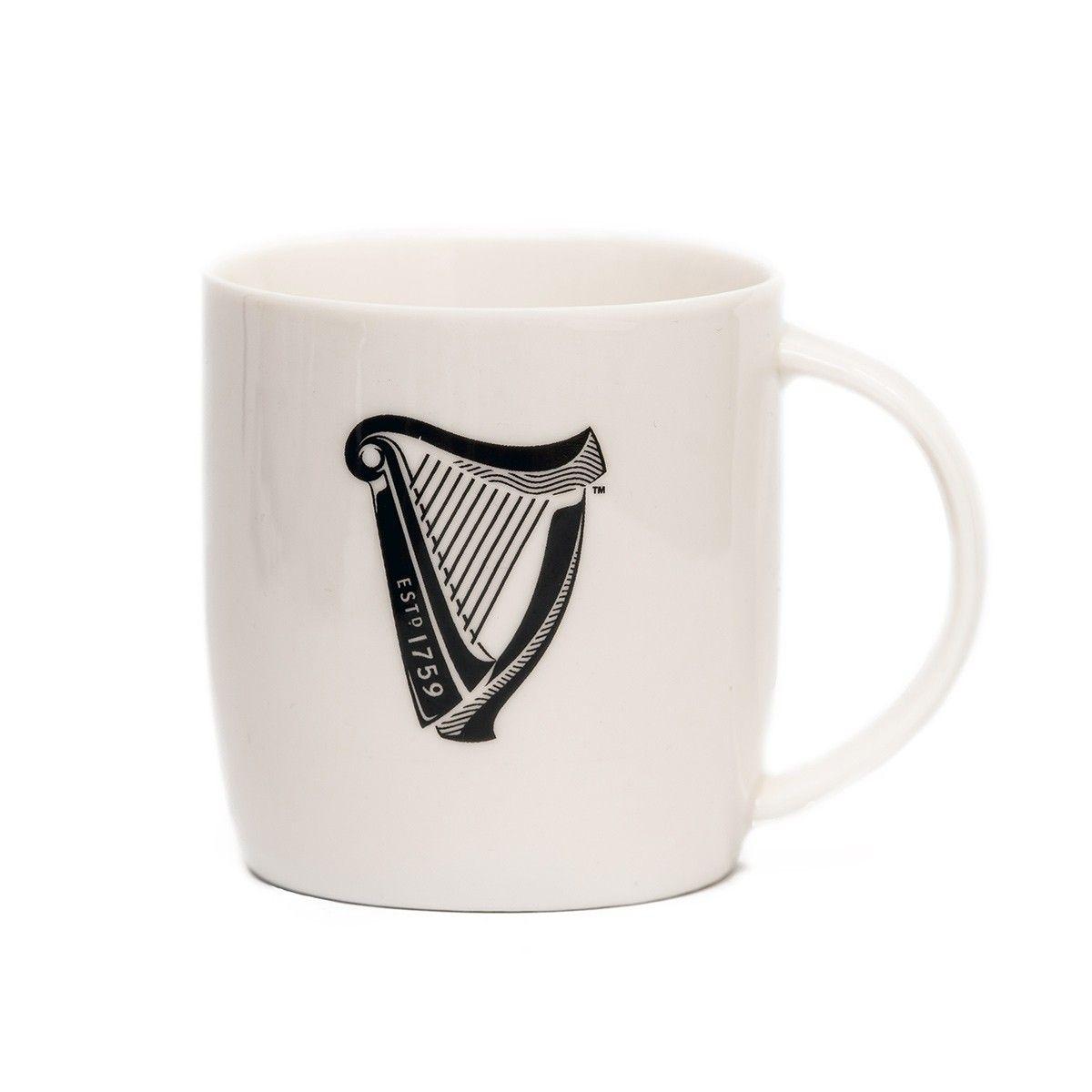 Harp Logo - Guinness White Mug with Black Harp Logo