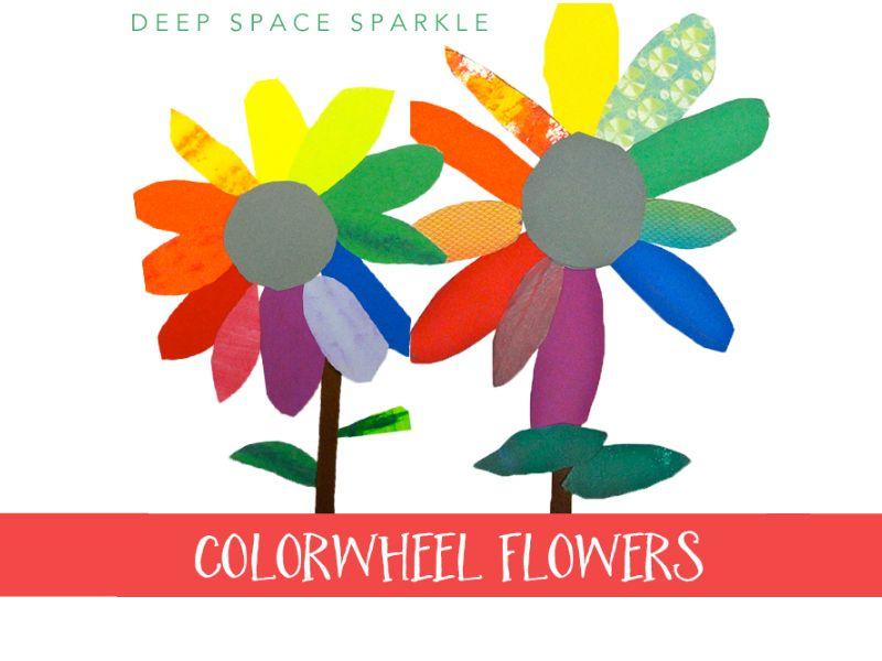 Color Wheel Flower Logo - Colorwheel Bouquet Art Lesson. Deep Space Sparkle