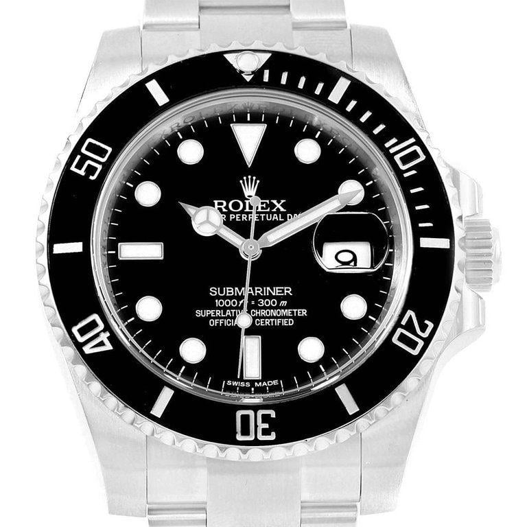 Black Rolex Logo - Rolex Submariner 40 Cerachrom Bezel Black Dial Watch 116610 Box Card ...