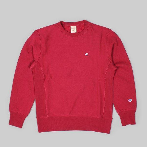 Small Red C Logo - CHAMPION REVERSE WEAVE CREW SMALL C LOGO BURGUNDY. CHAMPION REVERSE