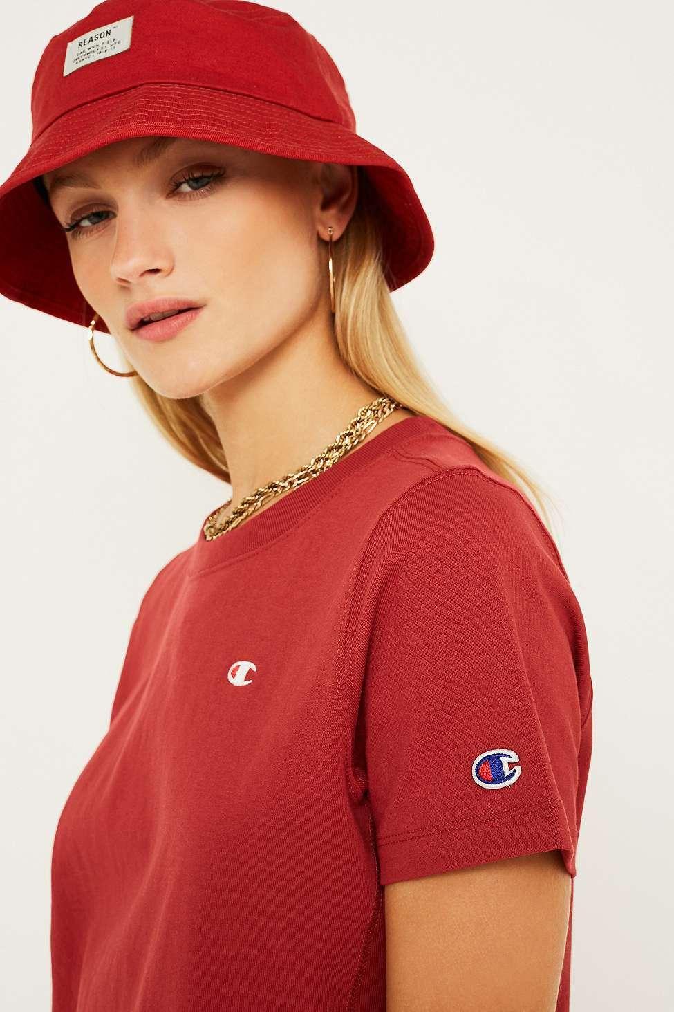 Small Red C Logo - Champion X Uo Small C Logo Wine T-shirt - Womens Xs in Red - Lyst