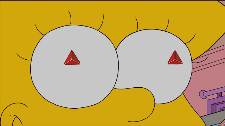 Red Triangle Shaped Logo - reference is the meaning behind Lisa Simpsons triangle shaped