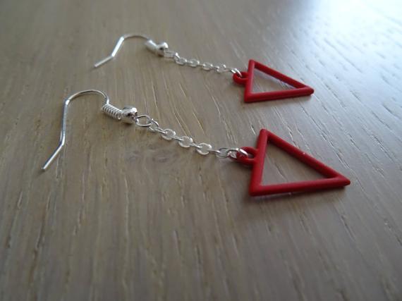 Red Triangle Shaped Logo - Red triangle shaped earrings | Etsy