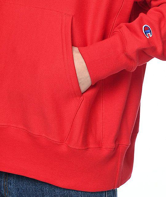 Small Red C Logo - Champion Reverse Weave Big C Red Hoodie | Zumiez