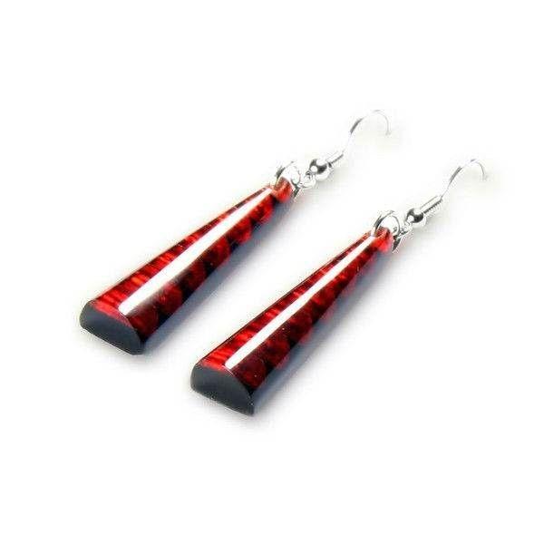 Red Triangle Shaped Logo - Red Triangle Stripes Fish Hook Earrings Jewellery Stop