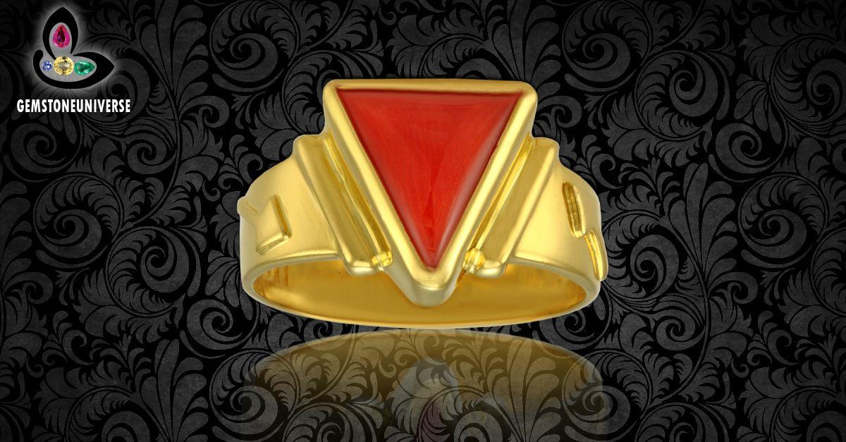 Red Triangle Shaped Logo - Triangular Red Coral | Jyotish Gemstones