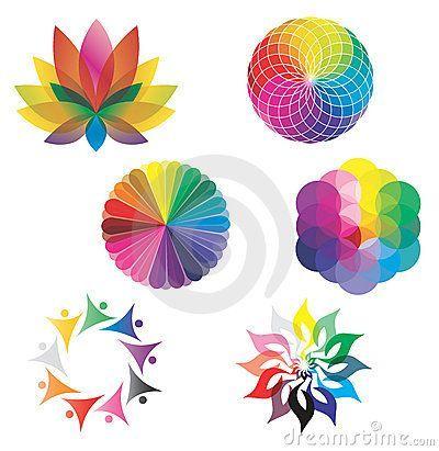 Color Wheel Flower Logo - Set Of Color Wheels / Lotus Flower Rainbow Colors From