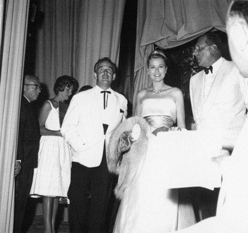 White with Red Cross Ball Logo - Princess Grace and Prince Rainier at the Monaco Red Cross Ball