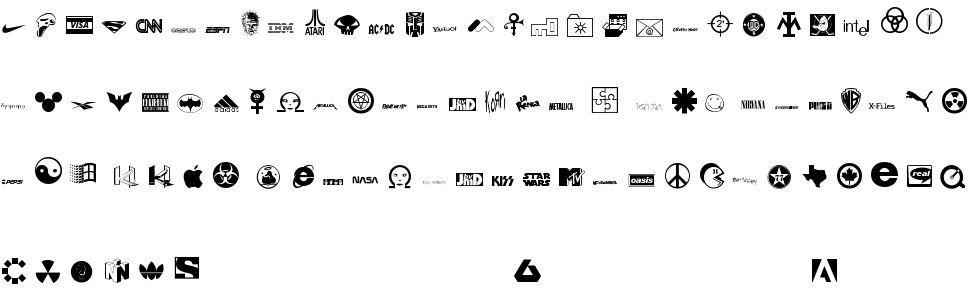 Black and White Famous Logo - Famous Logos free Font in ttf format for free download 55.78KB
