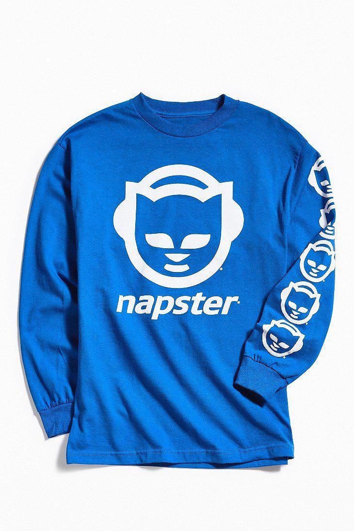 Napster Logo - Lyst Outfitters Napster Logo Long Sleeve Tee in Blue