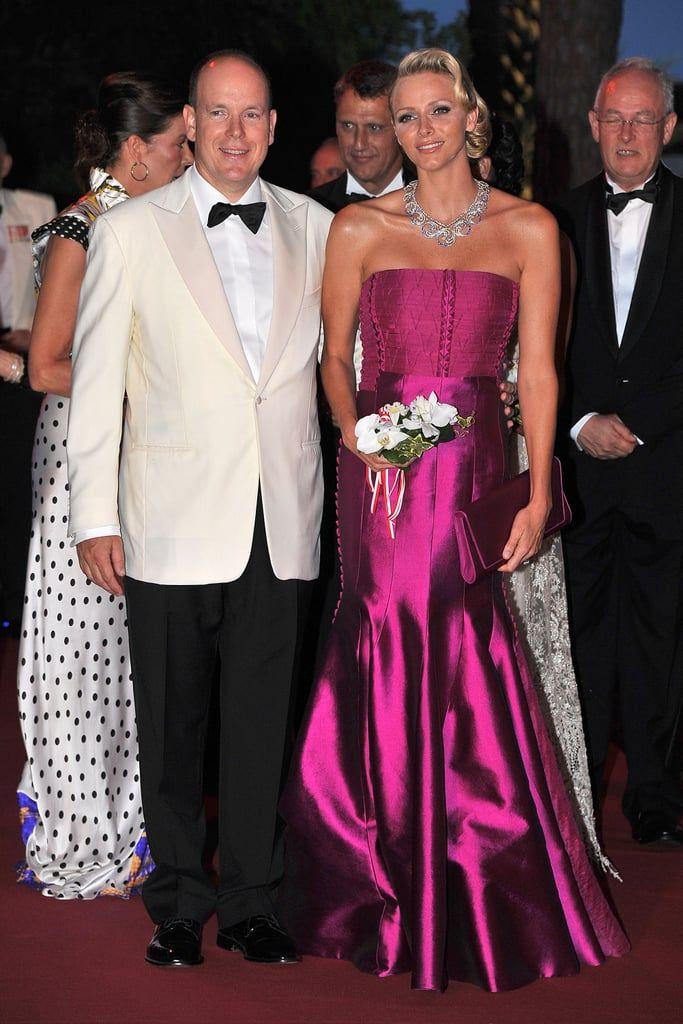 White with Red Cross Ball Logo - Prince Albert and Princess Charlene at Red Cross Ball Picture