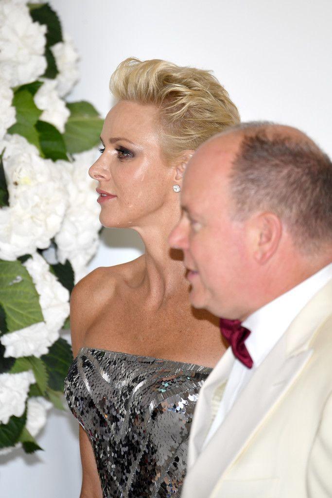 White with Red Cross Ball Logo - Prince Albert II Photo Photo: 69th Monaco Red Cross Ball Gala