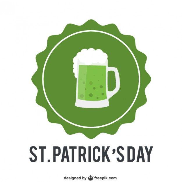 St. Patrick Logo - St patricks day label with a beer Vector