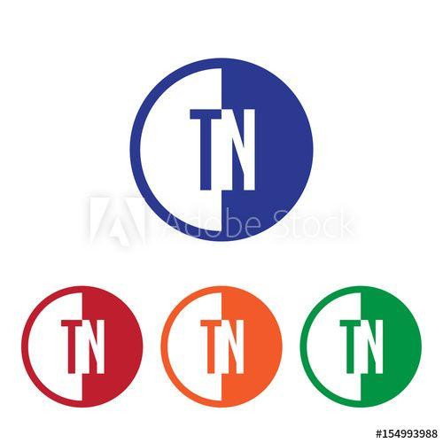 Half Red Circle Logo - TN initial circle half logo blue, red, orange and green color