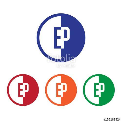 Half Red Circle Logo - EP initial circle half logo blue, red, orange and green color Stock