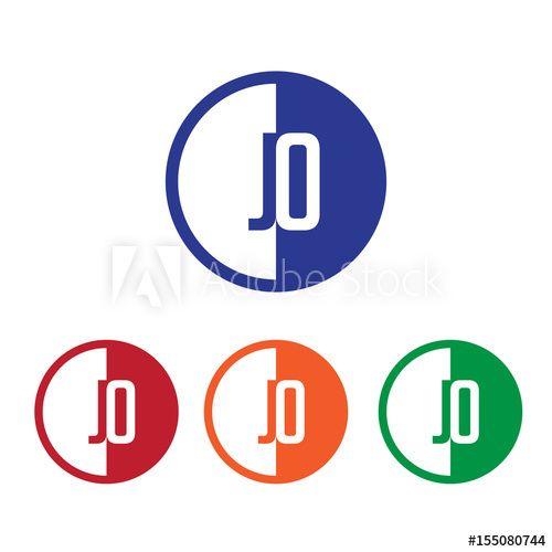 Half Red Circle Logo - JO initial circle half logo blue, red, orange and green color