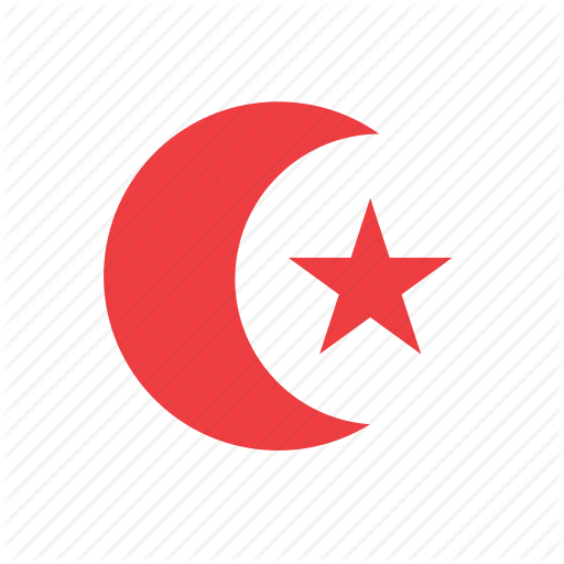 Half Red Circle Logo - Half, islam, moon, muslim, red, religion, star and crescent icon