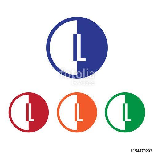 Half Red Circle Logo - IL initial circle half logo blue, red, orange and green color Stock