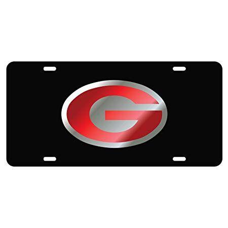 Black G Logo - Georgia Bulldogs Mirror Laser License Plate Tag Black background