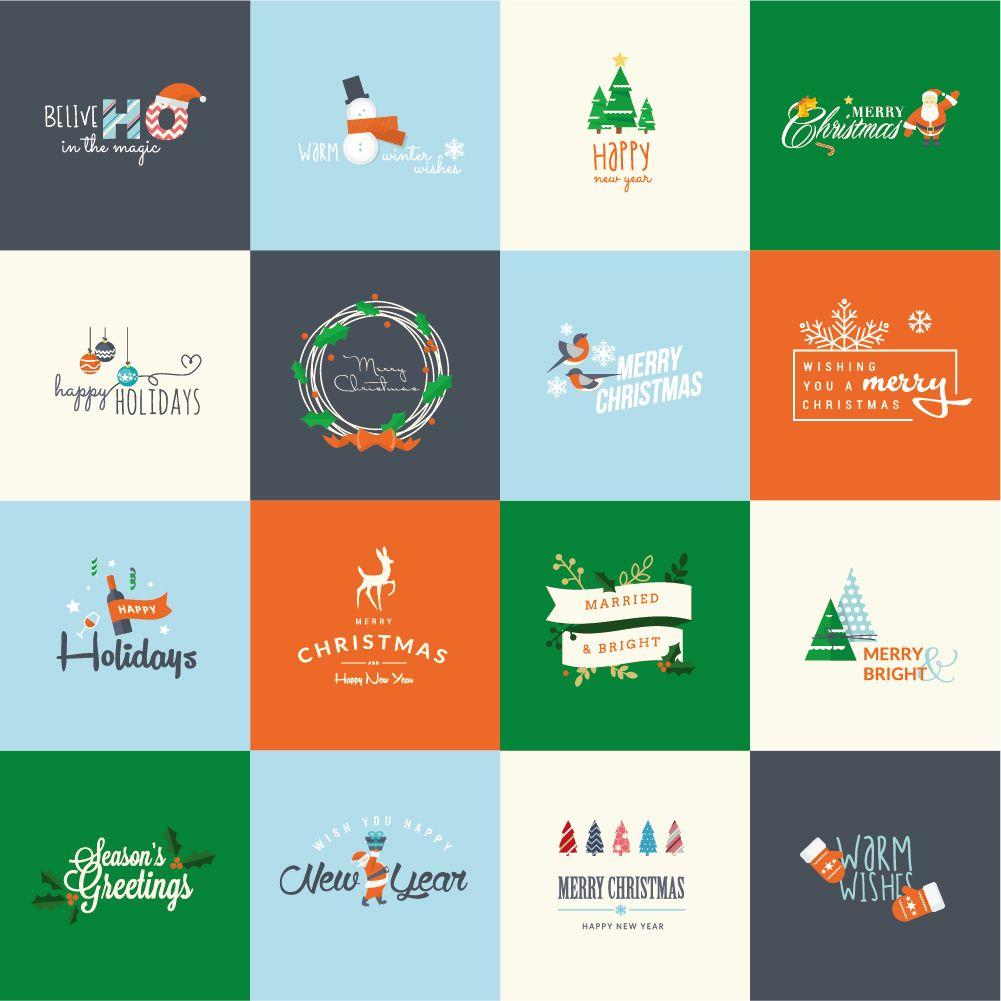 Holiday Logo - Merry christmas with holiday logos vintage design vector free download