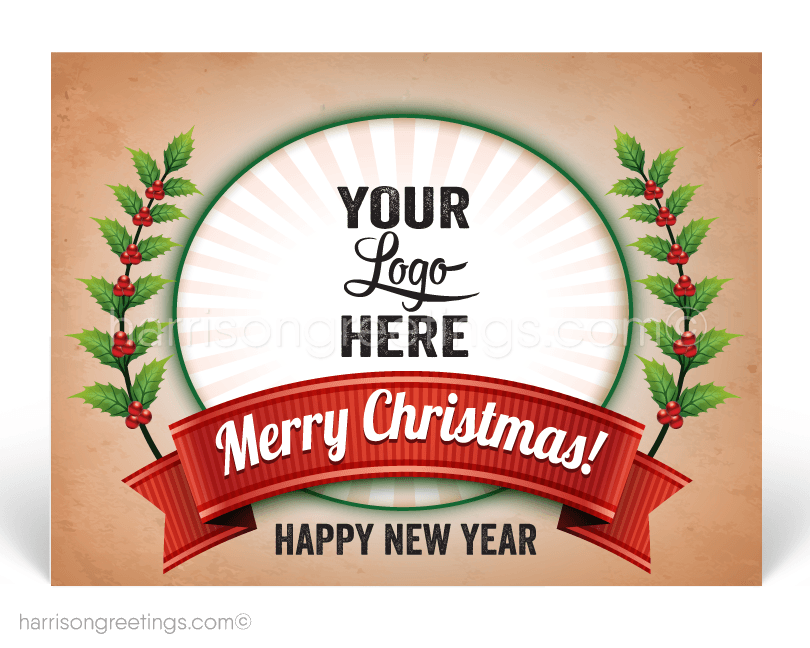 Happy Holidays Logo - Corporate Logo Christmas Happy Holiday Postcards - Harrison Greeting ...