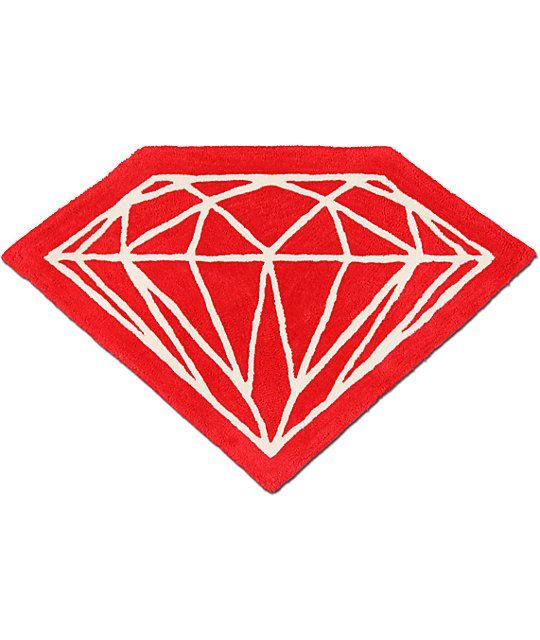 Red White Triangles with Diamond Logo - Diamond Supply Co Brilliant Red & White Rug | Zumiez