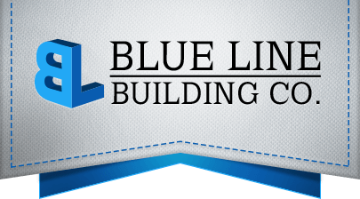 Building Blue and White Line Logo - Custom Home Designer White Lake MI - Blue Line Building Company