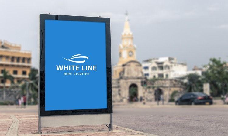 Building Blue and White Line Logo - White Line. D. Posteby MachD. Posteby Mach