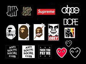 Supreme BAPE Hundreds Logo - STICKERS SUPREME BOX LOGO ANTI SOCIAL SOCIAL CLUB ASSC HUNDREDS