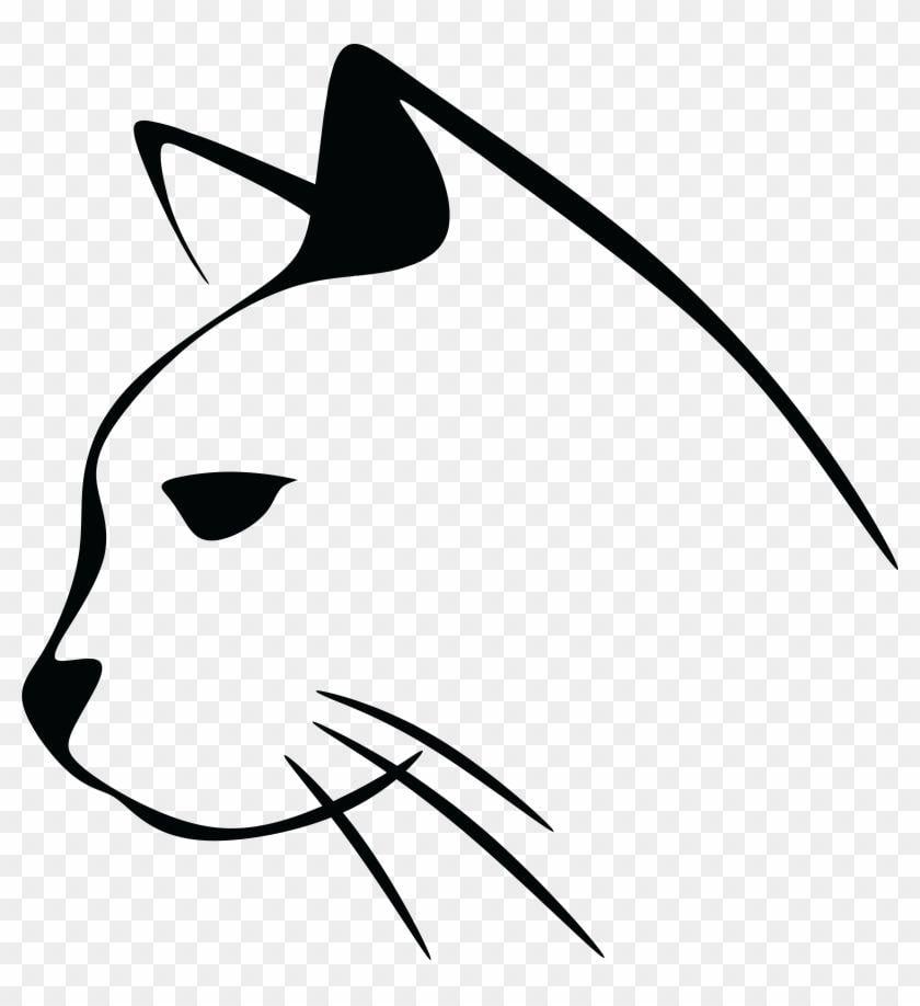 Black and White Cat Head Logo - Free Clipart Of A Black And White Cat Head Face Line Drawing