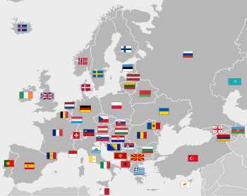 White with Blue Lines Three Leaves Logo - Flags of Europe