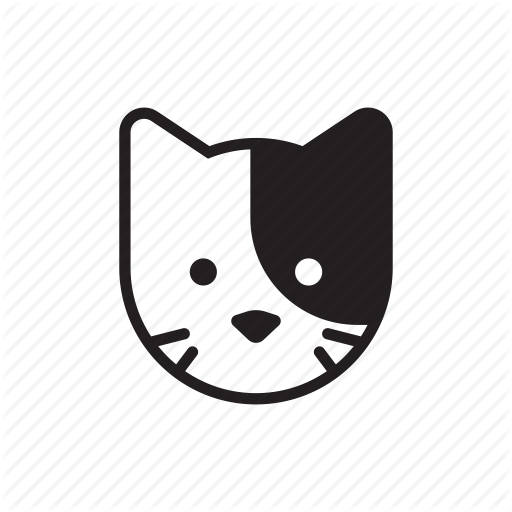 Black and White Cat Head Logo - Animal, cat, cute, face, head, kitty, pet icon