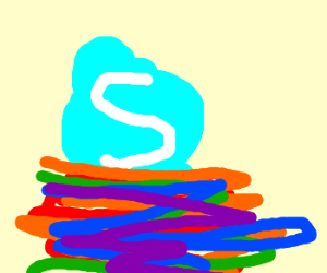 Rainbow Tornado Logo - skype logo caught in rainbow tornado drawing by Mindy3 - Drawception
