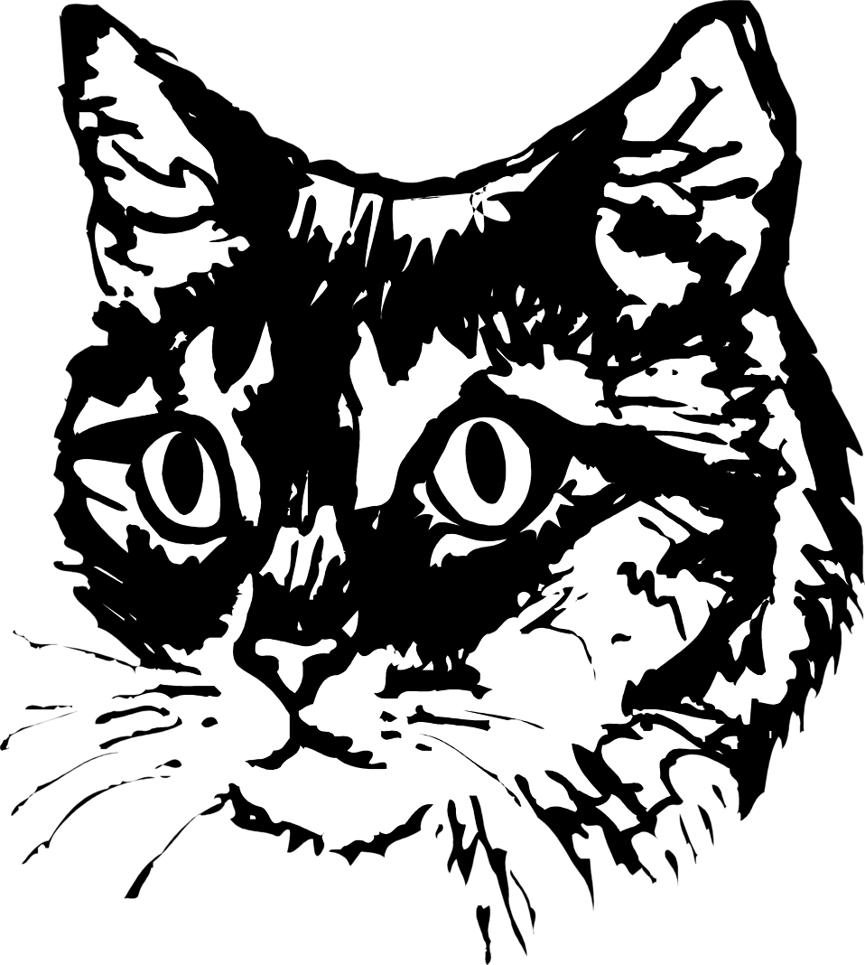 Black and White Cat Head Logo - Cat head black and white graphic free download