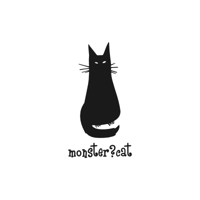 Black and White Cat Head Logo - monster?cat | Logo Design Gallery Inspiration | LogoMix