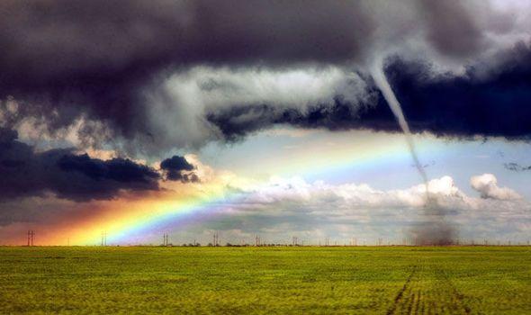 Rainbow Tornado Logo - Photographer captures incredible moment tornado appears at same time ...