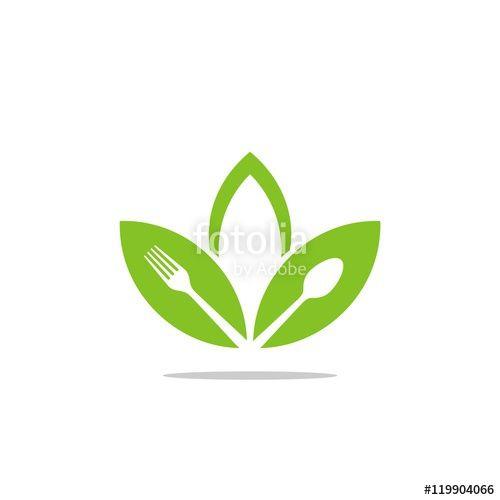 Green Restaurant Logo - Green Leaf Fork and Spoon for Restaurant Logo
