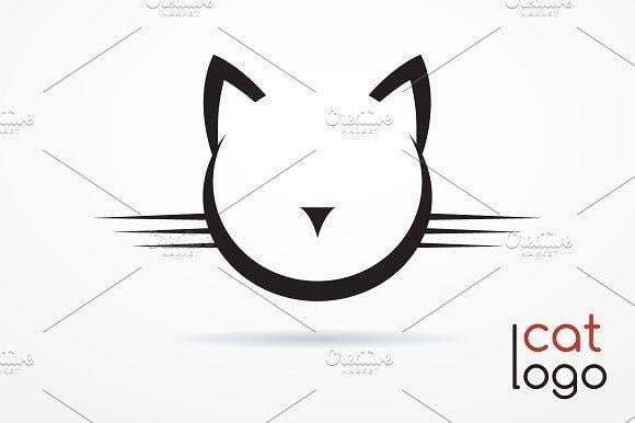 Black and White Cat Head Logo - Cat logo set ~ Web Elements ~ Creative Market