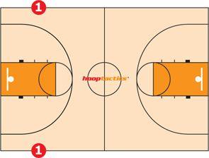 White with Blue Lines Three Leaves Logo - Basketball Court Lines & Markings - HoopTactics Basketball Basics