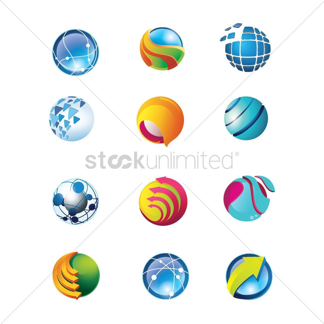 Spherical Logo - Spherical logo element design collection Vector Image - 2005301 ...