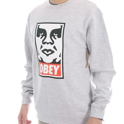 OBEY Clothing Logo - Obey Clothing Sweater ICON FACE LOGO heather grey Obey Logo