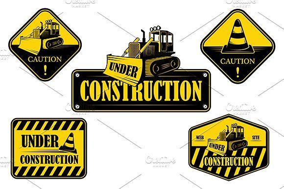 Under Construction Logo - Set of under construction emblems ~ Logo Templates ~ Creative Market